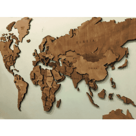 3D Wooden World Map