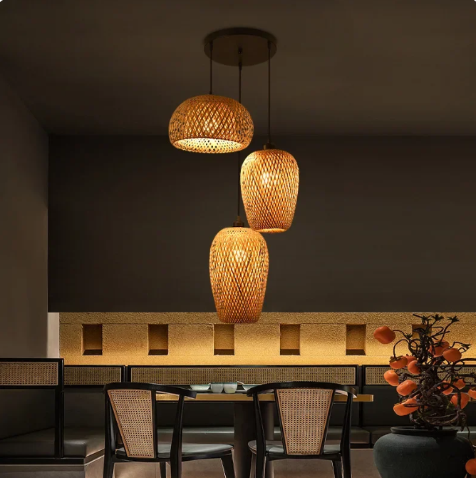 3 Piece Bamboo Pendant Light Chandeliers