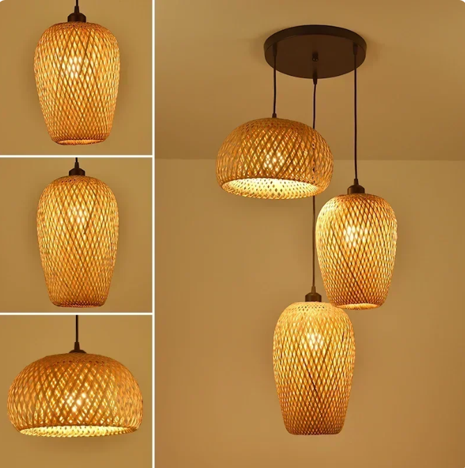 3 Piece Bamboo Pendant Light Chandelier