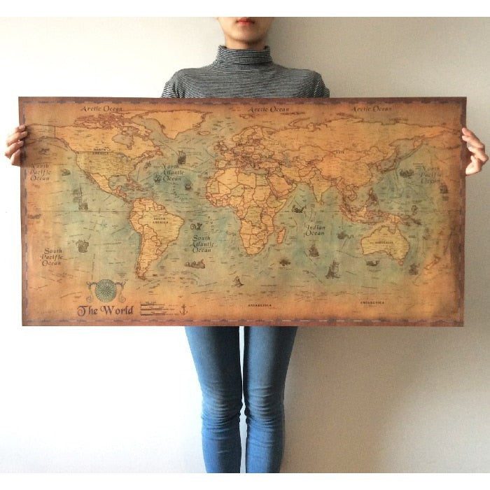 Vintage Nautical World Map