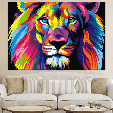 Colorful Lion Painting On Canvas