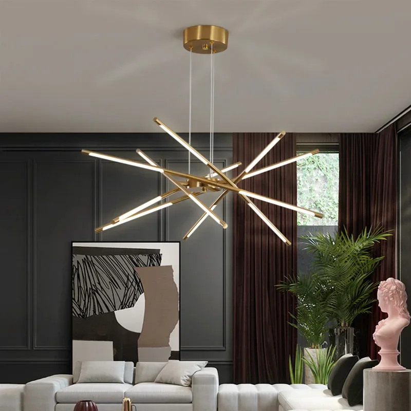 Modern Linear Chandelier for Living Dining Room Bedroom