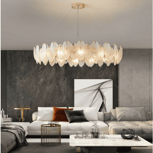 Modern Glass Feather Chandelier