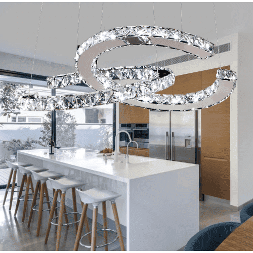 Modern Crystal Double C Pendant Light Fixture