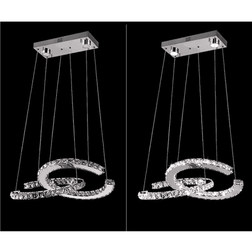 Modern Crystal Double C Pendant Light Fixture