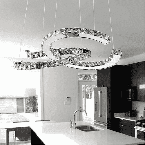 Modern Crystal Double C Pendant Light