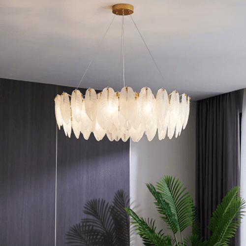 glass feather chandelier