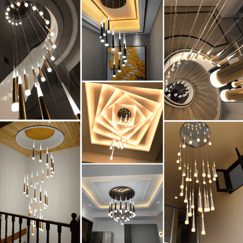 Pendant Cluster Chandelier For Stairs Foyer