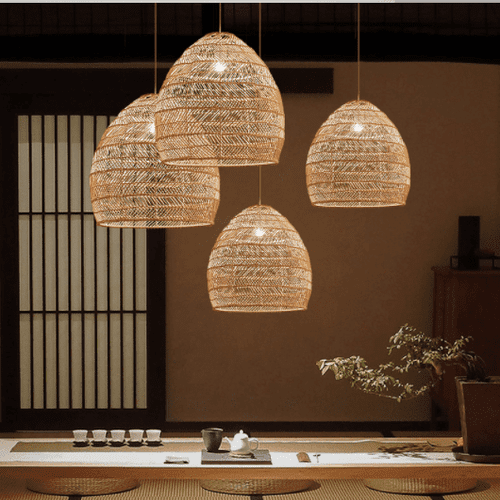 handmade rattan hanging lamp