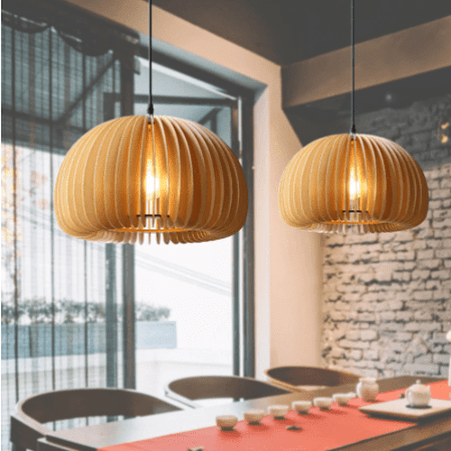 wooden ceiling hang light