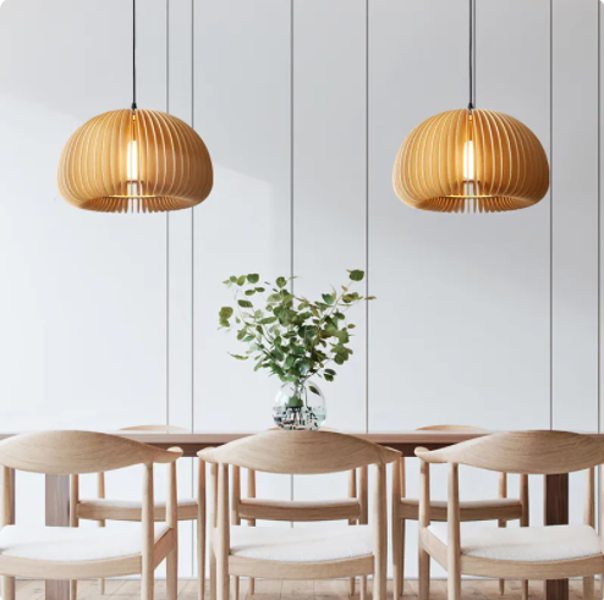 wooden ceiling hang light