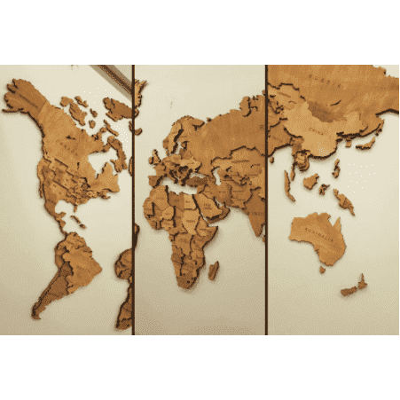 3D Wooden World Map